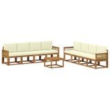 vidaXL Set de canapele de exterior 9 pcs Natural și Crem Poliester 3385096