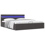 VidaXL Cadru pat hidraulic cu LED, gri &icirc;nchis, 180x200 cm, textil 285605