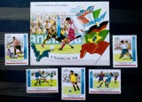 Cuba 1998 fotbal Campionatul Mondial Franța 98, serie + bloc nestampilat