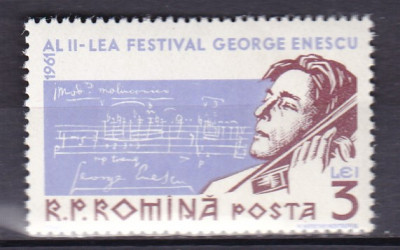 ROMANIA 1961 LP 522 AL II-LEA FESTIVAL GEORGE ENESCU SERIE MNH foto