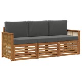 vidaXL Seturi de canapele cu pernă 3 pcs Lemn Solid de Acacia 3383968