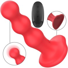Vibrator INTENSE CODY, cu bază de fixare &icirc;n formă de inimă, control prin telecomandă, 10 funcții de vibrație, roșu