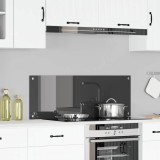 Contrablat Bucatarie vidaXL Gri Inchis 110x40x0.6cm Sticla Securizata Protectie Perete Rezistenta Caldura Design Modern