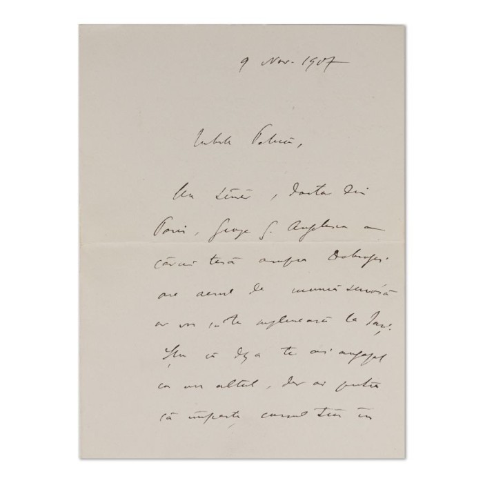 Take Ionescu, scrisoare olografă, 9 noiembrie 1907