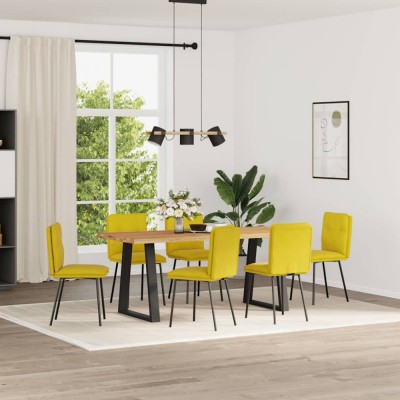 vidaXL Scaune de sufragerie, 6 buc, galben, catifea 3315686 foto