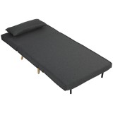 HOMCOM Fotoliu Extensibil 3 &icirc;n 1 cu Spătar Reglabil pe 3 Niveluri și Pernă, Material Textil cu Aspect de In, Gri | Aosom Romania
