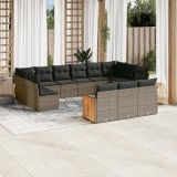 Cumpara ieftin Set mobilier de grădină cu perne, 13 piese, gri, poliratan