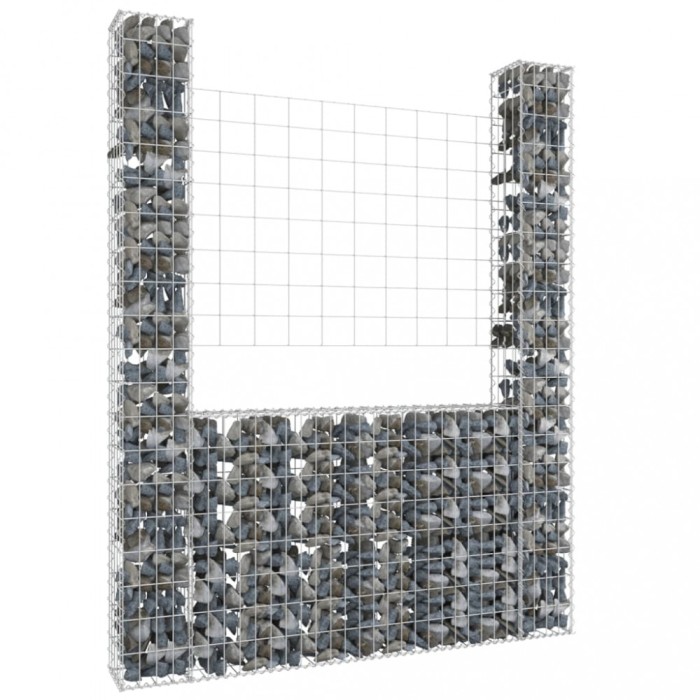 vidaXL Coș de gabion &icirc;n formă de U, 2 st&acirc;lpi, 140x20x200 cm, fier