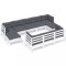 Set mobilier de gradina cu perne, 10 piese, alb lemn masiv pin