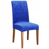 Husa pentru scaun catifelata, marime universala, poliester si spandex, albastru inchis Household NewTrend