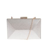 Geanta plic argintie cu design geometric elegant