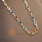 Colier placat cu aur, stantat , 48 cm, cu cristale zirconia multicolore, usor de asortat