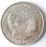 ANGLIA MAREA BRITANIE 5 LIRE POUNDS 1961 1997 IN MEMORIAM DIANA PRINCESS XF