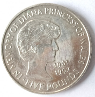 ANGLIA MAREA BRITANIE 5 LIRE POUNDS 1961 1997 IN MEMORIAM DIANA PRINCESS XF foto