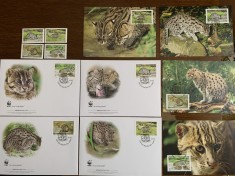 vietnam - feline - serie 4 timbre MNH, 4 FDC, 4 maxime, fauna wwf