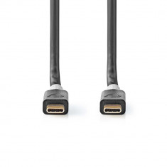 Cablu USB-C - USB-C, 1m, 100W, antracit, Nedis