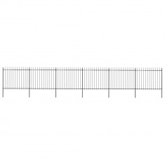 vidaXL Gard de grădină cu vârf suliță, negru, 10,2 x 1,5 m, oțel