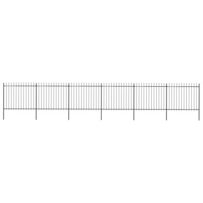 vidaXL Gard de grădină cu v&amp;acirc;rf suliță, negru, 10,2 m, oțel foto
