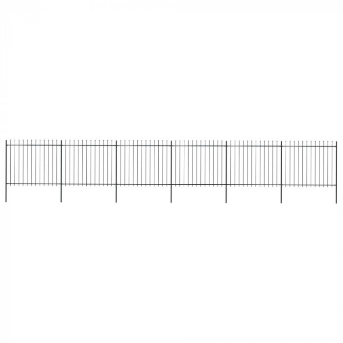 vidaXL Gard de grădină cu v&acirc;rf suliță, negru, 10,2 m, oțel