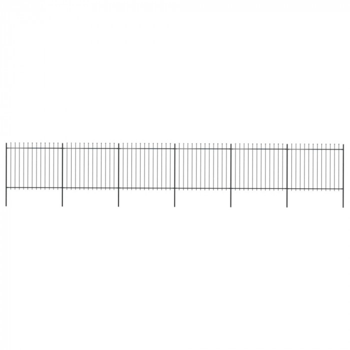 vidaXL Gard de grădină cu v&acirc;rf tip suliță din oțel 1070x150 cm, negru 277634