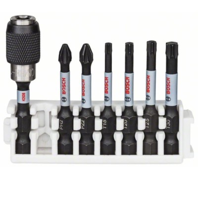 Set 6 biti PH2, PZ2, T15, T20, T25, T30, 50mm si adaptor Quick Release 60 mm Bosch foto