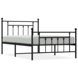 Cumpara ieftin Cadru pat metalic cu tablii de cap/picioare, negru, 100x200 cm