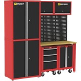 Set mobilier metalic pentru atelier cu blat de lucru &ndash; 10 piese