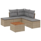 Cumpara ieftin Set canapele de gradina cu perne, 6 piese, bej, poliratan