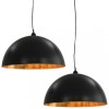 Lustre, 2 buc., negru si auriu, 50 cm, semisferic, E27