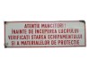 Tablă emailată Atenție muncitori! &hellip; protecția muncii &ndash; Rom&acirc;nia comunistă