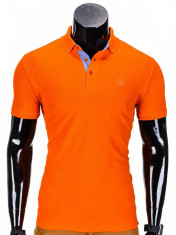 Tricou pentru barbati polo, portocaliu simplu, slim fit, casual - S837 foto