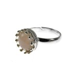 Inel argint reglabil coroana cu cuart roz natural 8 MM