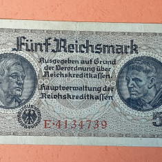 5 Marci anii 1930 - Bancnota veche Germania nazista - funf Reichsmark