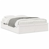 Cumpara ieftin Cadru de pat fara saltea, alb, 140x190 cm, lemn masiv de pin