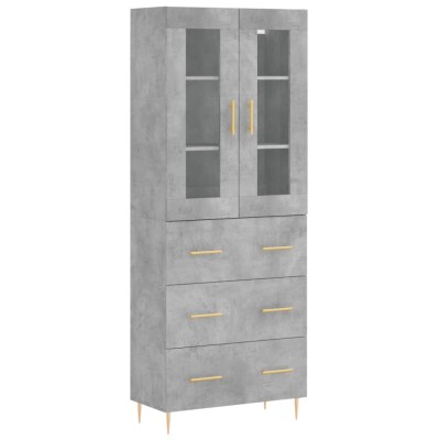 Dulap inalt, gri beton, 69,5x34x180, lemn compozit foto