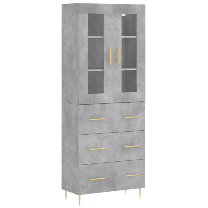 Dulap inalt, gri beton, 69,5x34x180, lemn compozit