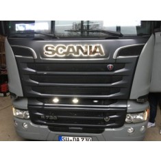 Sigla capota cromata SCANIA iluminata LED ALB