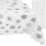 Fata de masa de Craciun 260x140 cm alba cu model argintiu Ruhhy