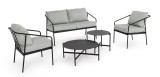 Cumpara ieftin Set mobilier gradina otel negru textil gri Florian 62x69x75, 53x43, 73x35, 122x69x75 cm