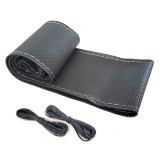 Cumpara ieftin Husa volan din piele naturala perforata RoGroup, cu ac si ata pentru cusut, gri