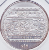 46 Mexic 5 Nuevos Pesos 1993 Bajorrelieve Del Tajin km 569 argint, America de Nord