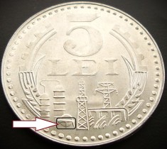 Moneda 5 LEI - RS ROMANIA, anul 1978 * cod 5433 = UNC picior stang mai mic