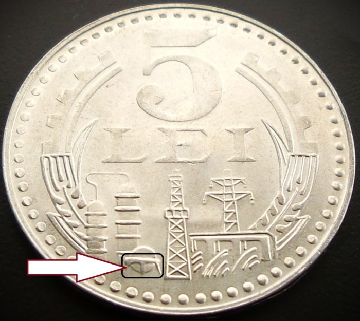 Moneda 5 LEI - RS ROMANIA, anul 1978 * cod 5433 = UNC picior stang mai mic