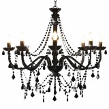 Cumpara ieftin Candelabru cu margele, negru, 8 becuri E14