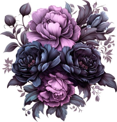 Sticker decorativ, Flori, Mov, 62 cm, 1325STK-7 foto
