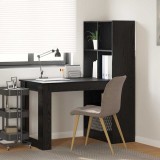 VidaXL Birou cu raft Stejar negru 122 x 67 x 145 cm Lemn compozit