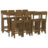 Set mobilier bar de gradina, 9 piese, maro miere lemn masiv pin