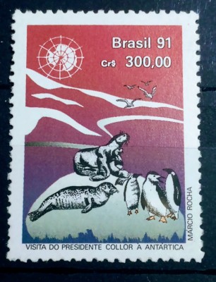 Brazilia 1991 fauna polara pinguini serie 1v mnh foto