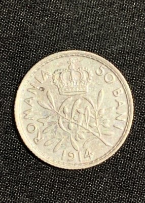 Moneda 50 bani 1914 muchie dreapta foto