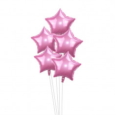 Buchet 5 baloane folie stele, Baby Shower Roz, Stars Magic,18 inch foto